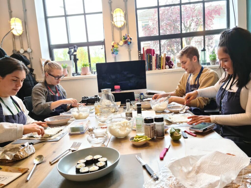 corporate sushi cooking lesson